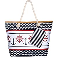  - ZWOOS Bolsa de Playa de Lona Mujer Grande Bolso de Mano Shopper Bolsa con Cremallera